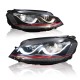 Оптика альтернативная передняя GTI Tube Volkswagen Golf VI (2012-...) черная