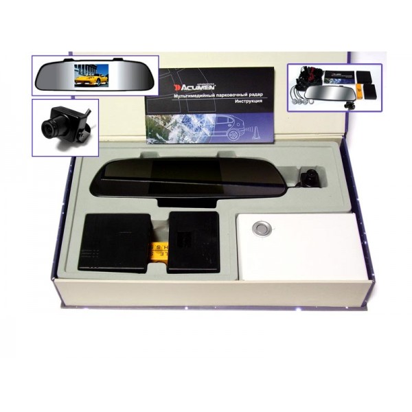 Парктроник+камера заднего вида Acumen CRM-350T (серебристые датчики)