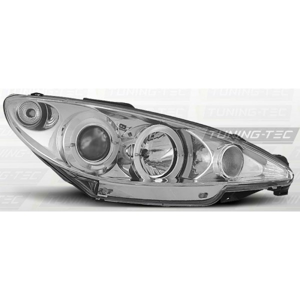 Оптика альтернативная передняя Peugeot 206 (2002-...) хром
