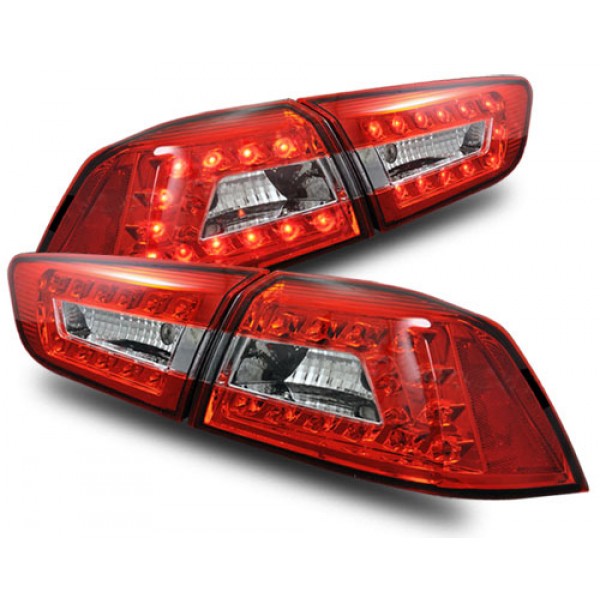Оптика альтернативная тюнинг задняя LED Mitsubishi Lancer X (2007-...) красно-белая