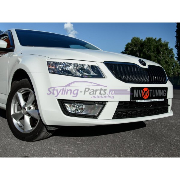 Накладки переднего бампера RS стиль Skoda Octavia III A7 (2012-2016)