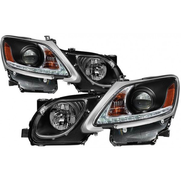 Оптика передняя тюнинг DayLine Lexus GS II GS300/GS350/GS450/GS460 (2005-2009) черная